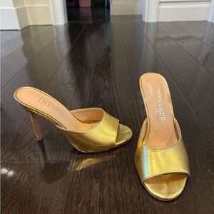 Gold Open-Toe Stiletto Mule